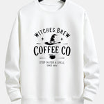 Witches Brew Coffee Halloween Print Relax Fit Sweatshirt