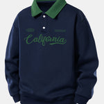 Relax Fit California Print Contrast Polo Sweatshirt