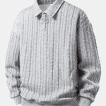 Relax Fit Twisted Jacquard Polo Sweatshirt