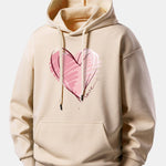 Doodle Heart Print Relax Fit Hoodie