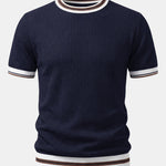 Textured Contrast Crew Neck Knit T-Shirt