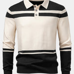 Long Sleeve Color Block Knit Polo Shirt