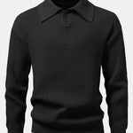 Long Sleeve Textured Knit Polo Shirt