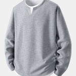 Relax Fit Long Sleeve 2 In 1 Waffle T-Shirt