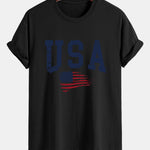 Regular Fit USA Flag Print Cotton T-Shirt