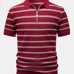 Striped Zipper Knit Polo