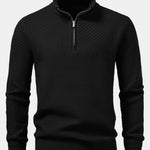 Wave Jacquard Quarter Zip Sweater