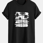 Regular Fit Palm Tree Silhouette Print Cotton T-Shirt