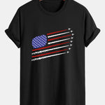 Regular Fit Fighter Jets American Flag Print Cotton T-Shirt
