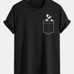 Regular Fit Pocket Bat Ghost Print Cotton T-Shirt