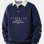 Brooklyn Print Contrast Polo Collar Sweatshirt