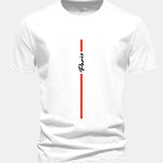 Regular Fit Stripe Paris Print Cotton T-Shirt