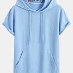 Kangaroo Pocket Ribbed Hooded T-Shirt