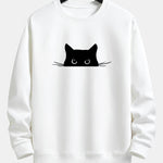 Black Cat Print Relax Fit Sweatshirt