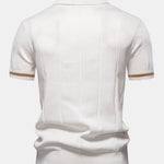 Contrast Trim Zipper Knit Polo Shirt & Cotton Chino Shorts