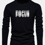 Long Sleeve Focus Print Cotton T-Shirt