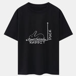 Rabbit Or Duck Optical Illusion Print Drop Shoulder Oversize T-Shirt