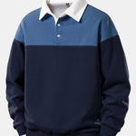 Contrast Polo Collar Sweatshirt
