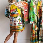 Summer Sophistication Linen Blend Unique Print Belted Pocket Shirt Mini Dress