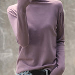 Solid Color Heaps Collar Long Sleeve Knitwear Tops