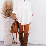 Loose Mid-length Jacket Casual Solid Color Shirt Mini Dress