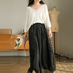 Casual Solid Color Chiffon Column Wide Leg Pants&Skirt