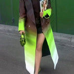Long Sleeves Loose Buttoned Gradient Pockets Split-Joint Notched Collar Outerwear