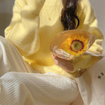 Long Sleeves Loose Solid Color Round-Neck Pullovers Sweater Tops
