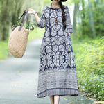 Vintage Cotton Blend Printing Midi Dresses