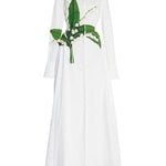 A-Line Long Sleeves Buttoned Flower Print Round-Neck Maxi Dresses