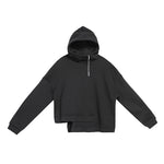 Stylish Black Asymmetric Zipper Hoodies