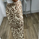 GALA waist tie ethnic totem pattern trousers