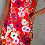 IMANI STRAPLESS FLORAL APPLIQUE MINI DRESS