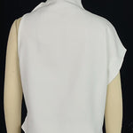 Loose Sleeveless Asymmetric Flower Print Mock Neck Vest Top