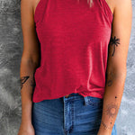 Solid Crewneck Summer Cami Top