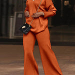 Wide Leg Solid Color Casual Pants Bottoms Trousers