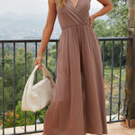 Modal Drape V Neck Double Slit Pocket Flared Trousers