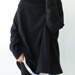 Urban Black&Gray High-Neck Long Sleeve Oversize T-Shirt