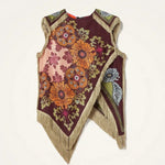 Stunning Floral Print Asymmetric Tassel Trim Scarf Top
