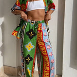 Contrast print two piece set
