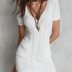 Vintage Cable Knit Slim-fit Mini Dress