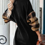 Plaid Patchwork Chest Pockets Oversized Jacket
