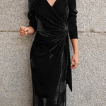 New autumn and winter velvet chiffon strappy dress