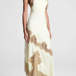 Paris Dream Satin Lace Trim Irregular Design Drape Maxi Dress