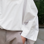 Long Sleeves Loose Buttoned Solid Color Stand Collar Blouses&Shirts Tops
