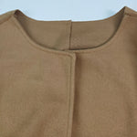 Long Sleeves Loose Solid Color Collarless Woolen Coat