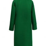 Long Sleeves Loose Buttoned Pockets Solid Color Split-Joint Stand Collar Woolen Coat