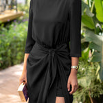 Loose High Waist Printed V-Neck Shirt Dress