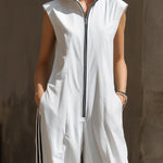 White Sporty Stripe Wide-Leg Jumpsuit