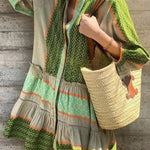 Vacation Style Ethnic Print Button Loose Mini Dress